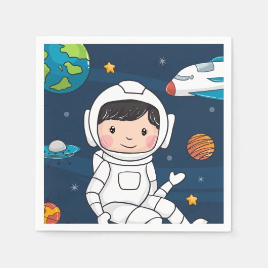 Serviette En Papier Partie d'anniversaire de l'astronaute spatiale (Devant)