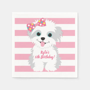 Serviette En Papier Partie de chiot de fille