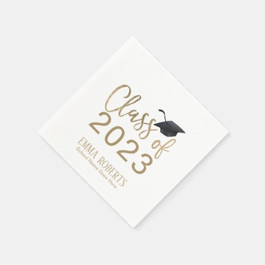 Serviette En Papier Partie de graduation de script or moderne (Coin)