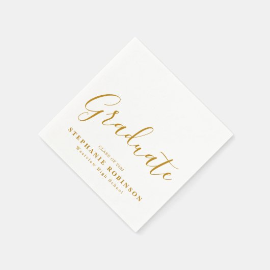 Serviette En Papier Partie de graduation de script or simple moderne (Coin)