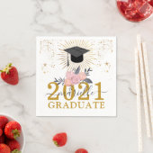 Serviette En Papier Partie de graduation Pink Gold Script Signature (En situation)