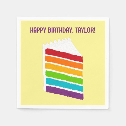Serviette En Papier Partie de Rainbow Cake Custom Party (Devant)