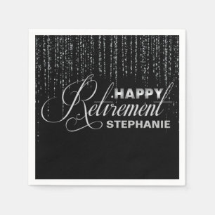 Serviette En Papier Partie de retraite argentée et noire, serviettes