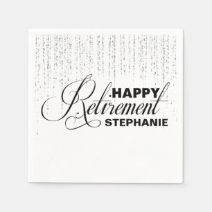 Serviette En Papier Partie de retraite argentée et noire, serviettes