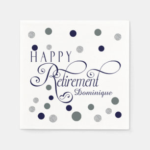 Serviette En Papier Partie de retraite de marine et d'argent,