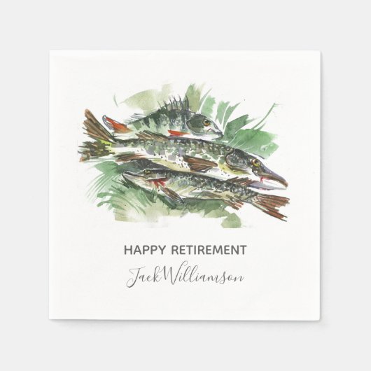 Serviette En Papier Partie de retraite | Poisson d'aquarelle (Devant)