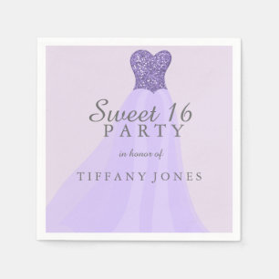 Serviette En Papier Partie de scintillement pourpre du bonbon 16 à