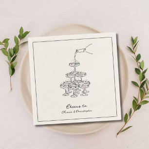 Serviette En Papier Partie d'engagement Champagne Tower Croquis Naples