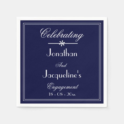 Serviette En Papier Partie d'engagement Elegant Marine Bleu Personnali (Devant)