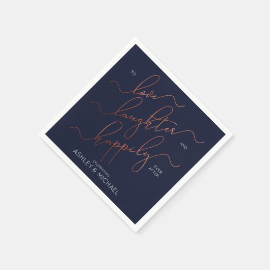 Serviette En Papier Partie d'engagement en cuivre bleu joyeusement apr (Coin)