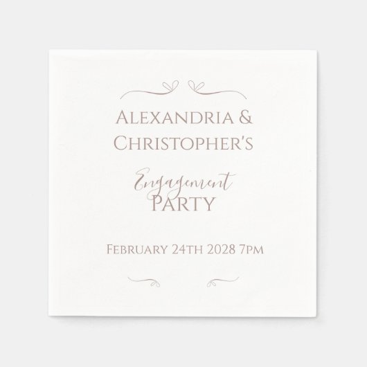 Serviette En Papier Partie d'engagement Mariage minimaliste chic (Devant)