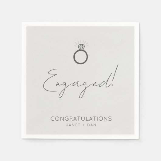 Serviette En Papier Partie d'engagement minimaliste moderne gris (Devant)