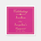 Serviette En Papier Partie d'engagement Moderne Magenta & Or Papier Ch (Devant)