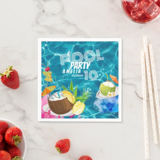 Serviette En Papier Partie du pool | Fête d'anniversaire tropicale (En situation)