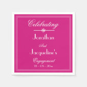 Serviette En Papier Partie Engagement Modern Magenta Script Nom Papier (Devant)
