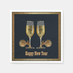 Serviette En Papier Partie occidentale Champagne et bonne année de