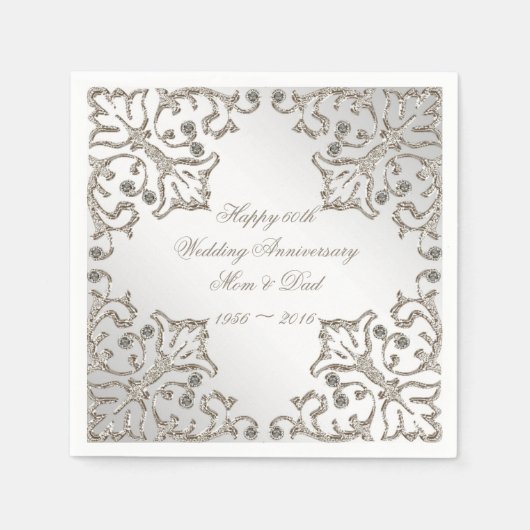 Serviette En Papier Parties scintillant 60e anniversaire de Mariage di (Devant)