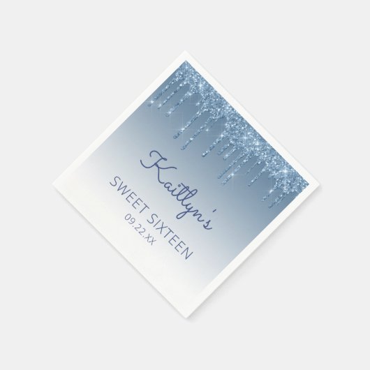 Serviette En Papier Parties scintillant à goutte bleue Glam Sweet 16 P (Coin)