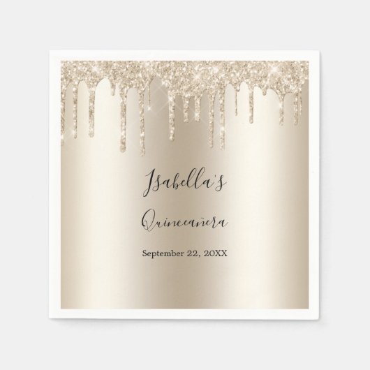 Serviette En Papier Parties scintillant à goutte de champagne Elégante (Devant)