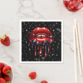 Serviette En Papier Parties scintillant à gouttes rouges Glam Sparkle  (En situation)