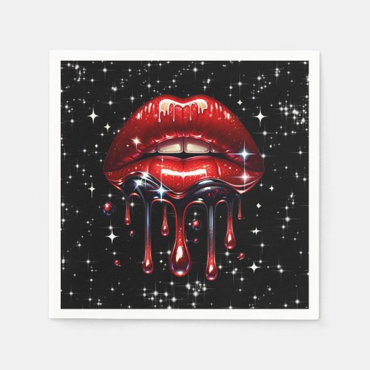 Serviette En Papier Parties scintillant à gouttes rouges Glam Sparkle  (Devant)