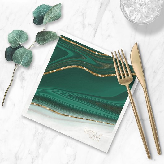 Serviette En Papier Parties scintillant Abstraite Strata Mariage Green