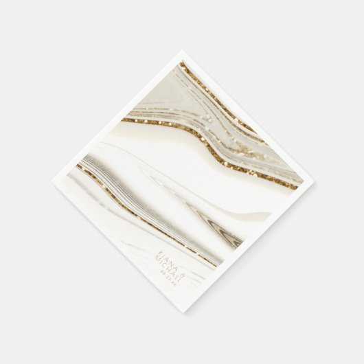 Serviette En Papier Parties scintillant Abstraite Strata Mariage Ivory (Coin)