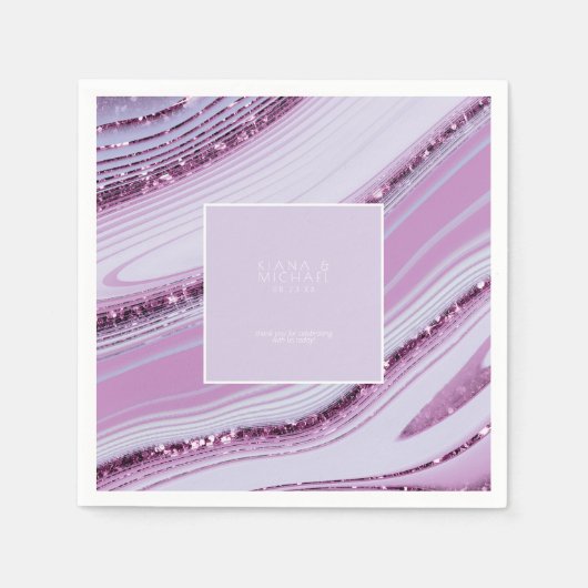 Serviette En Papier Parties scintillant Abstraite Strata Mariage Merci (Devant)