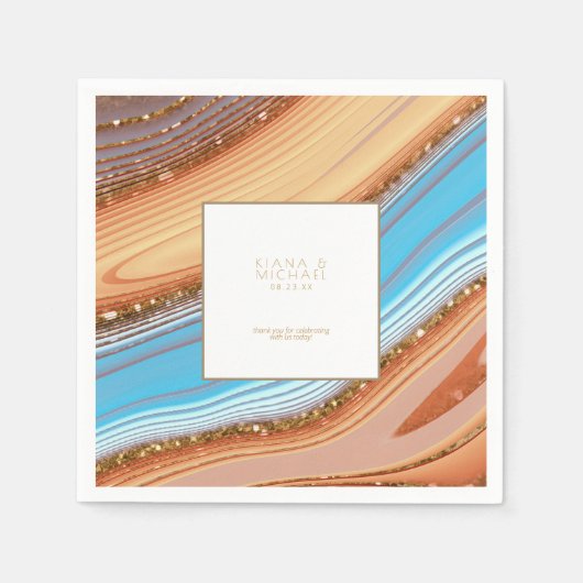 Serviette En Papier Parties scintillant Abstraite Strata Mariage Merci (Devant)