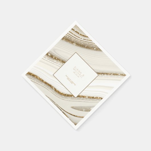 Serviette En Papier Parties scintillant Abstraite Strata Mariage Merci (Coin)