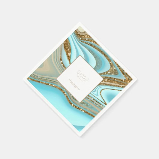 Serviette En Papier Parties scintillant Abstraite Strata Mariage Merci (Coin)