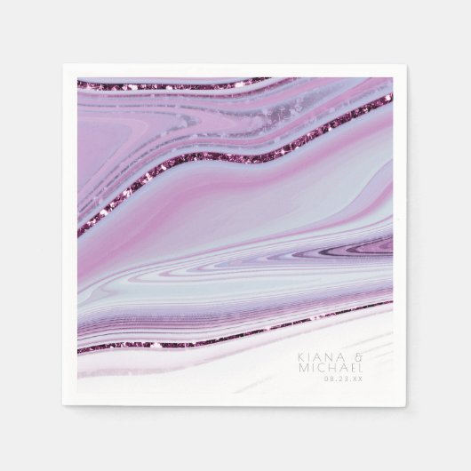 Serviette En Papier Parties scintillant Abstraite Strata Mariage Wht L (Devant)