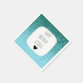 Serviette En Papier Parties scintillant Aqua Turquoise Ombre Faux (Coin)
