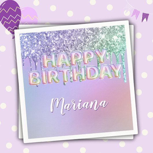 Serviette En Papier Parties scintillant arc-en-ciel gouttes Fille fête