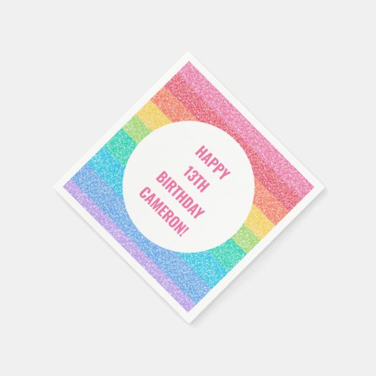 Serviette En Papier Parties scintillant arc-en-ciel personnalisée fête (Coin)