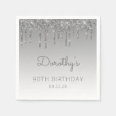 Serviette En Papier Parties scintillant Argent 90e fête d'anniversaire (Devant)