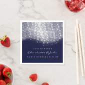 Serviette En Papier Parties scintillant Argent Blanc Bleu Marine Merci (En situation)