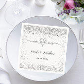 Serviette En Papier Parties scintillant argent blanc élégant m. mrs co
