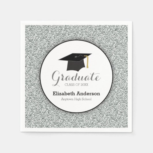 Serviette En Papier Parties scintillant Argent Faux (Devant)