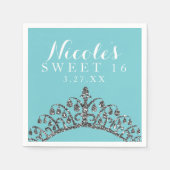 Serviette En Papier Parties scintillant Argent Faux Tiara Couronne fêt (Devant)