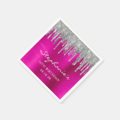 Serviette En Papier Parties scintillant argent gouttes rose chaud 50e  (Coin)