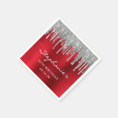 Serviette En Papier Parties scintillant argent gouttes rouge huile 50e (Coin)