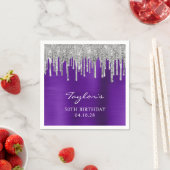 Serviette En Papier Parties scintillant argent gouttes violet violet 5 (En situation)