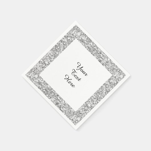 Serviette En Papier Parties scintillant argent imprimé (Coin)