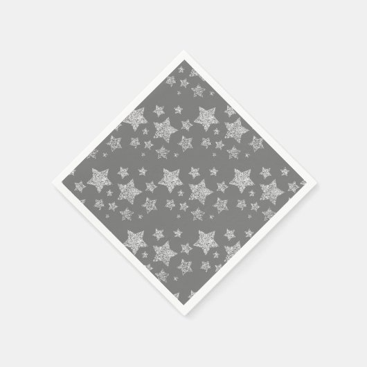 Serviette En Papier Parties scintillant argent scintille Étoiles motif (Coin)