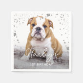 Serviette En Papier Parties scintillant Argent Stars Photo Personnalis (Devant)
