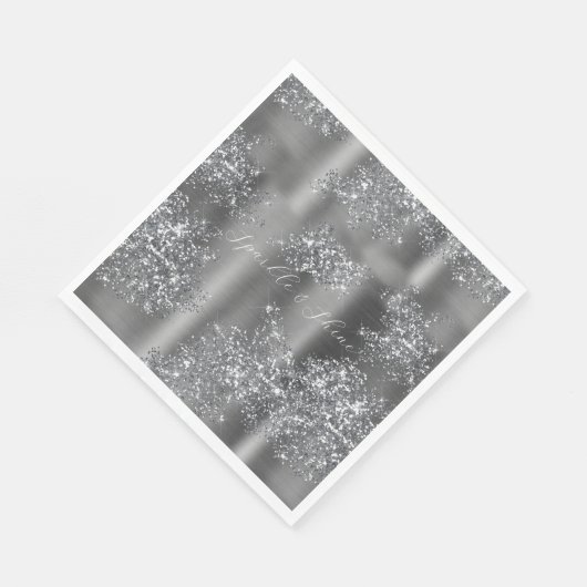 Serviette En Papier Parties scintillant argentée (Coin)