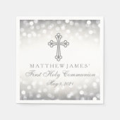 Serviette En Papier Parties scintillant argentée illumine communion pe (Devant)