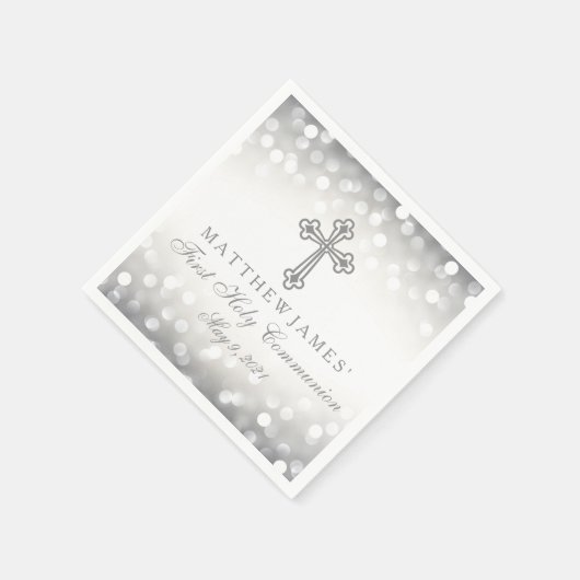 Serviette En Papier Parties scintillant argentée illumine communion pe (Coin)