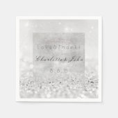 Serviette En Papier Parties scintillant argentée Mariage noir monochro (Devant)